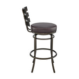 Armen Living - Natya Swivel Counter or Bar Stool in Metal with Faux Leather - 840254333659