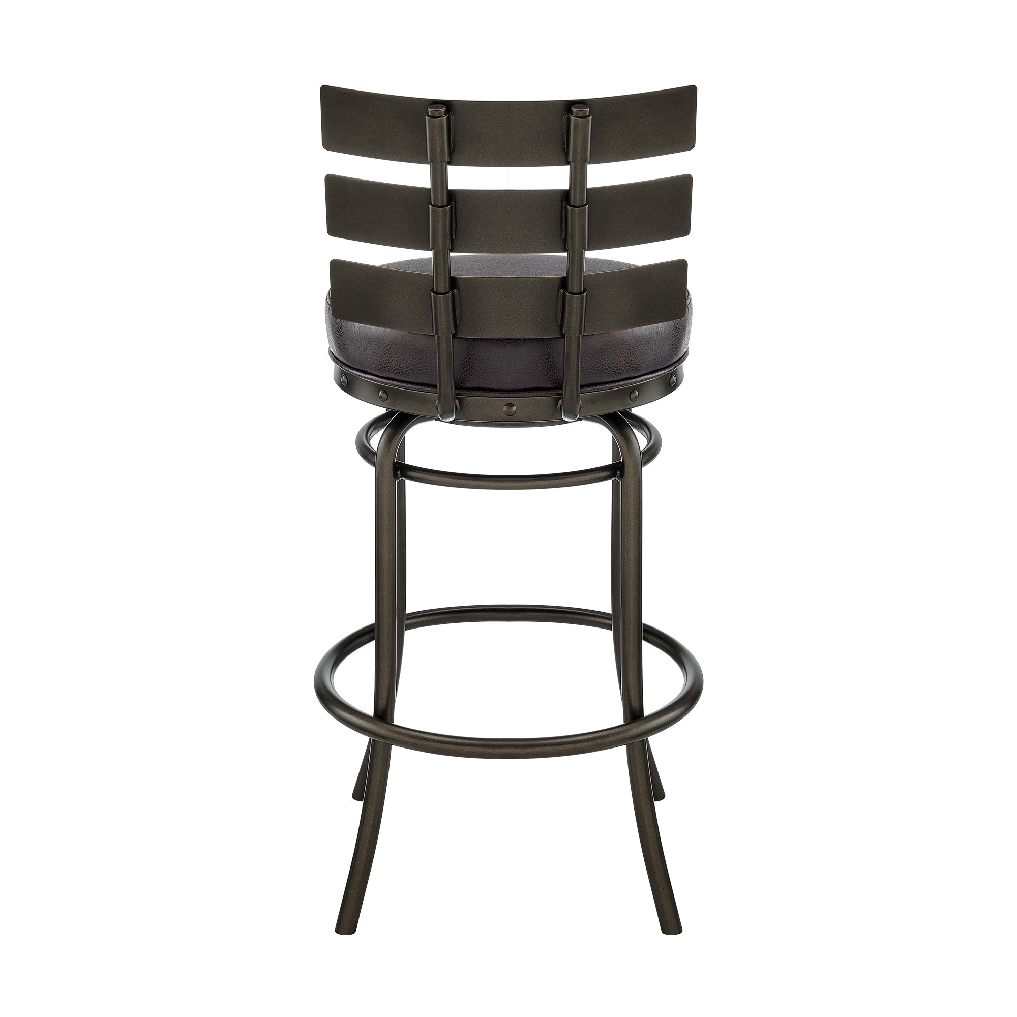 Armen Living - Natya Swivel Counter or Bar Stool in Metal with Faux Leather - 840254333659