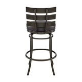 Armen Living - Natya Swivel Counter or Bar Stool in Metal with Faux Leather - 840254333659
