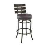 Armen Living - Natya Swivel Counter or Bar Stool in Metal with Faux Leather - 840254333659