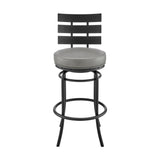 Armen Living - Natya Swivel Counter or Bar Stool in Metal with Faux Leather - 840254333666