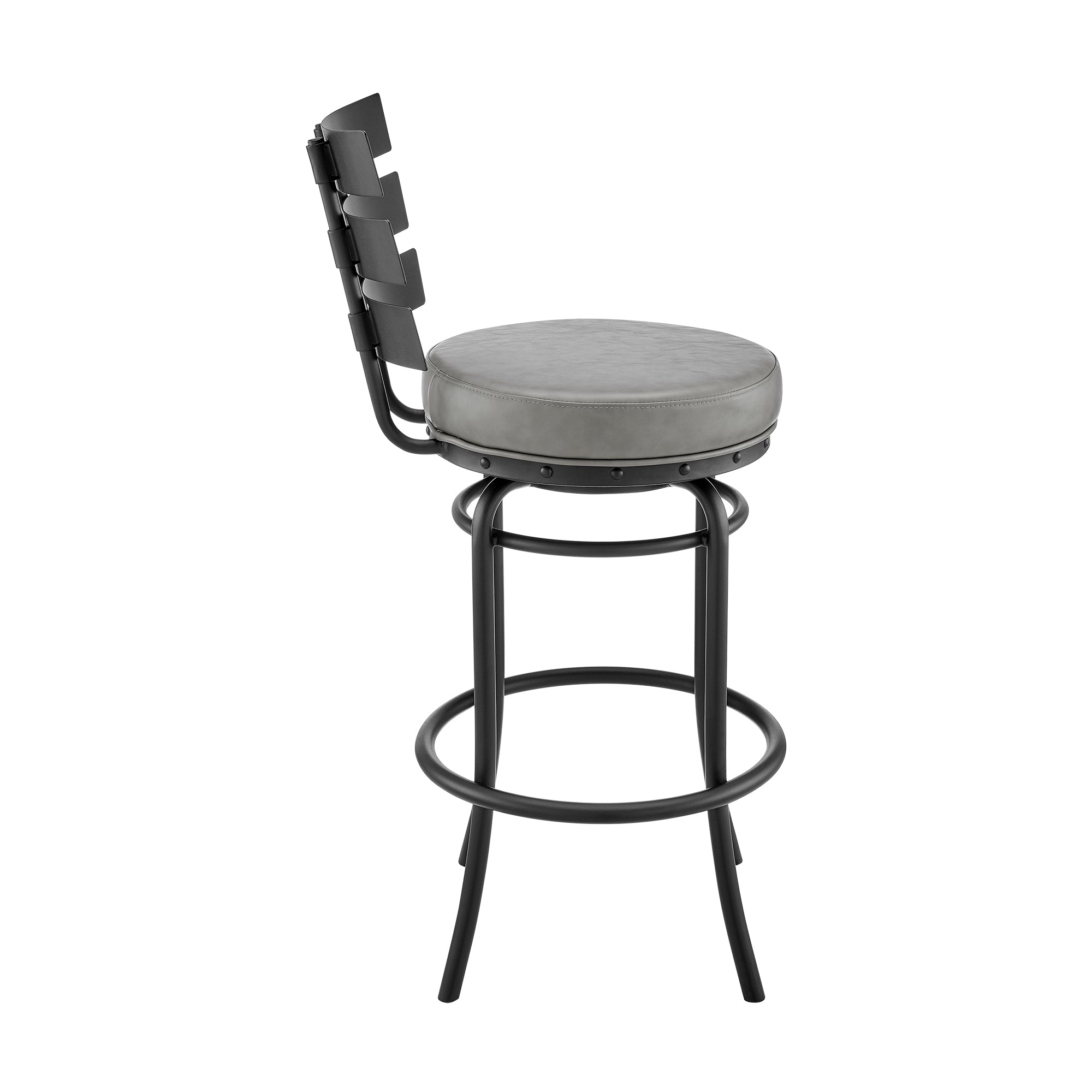 Armen Living - Natya Swivel Counter or Bar Stool in Metal with Faux Leather - 840254333666