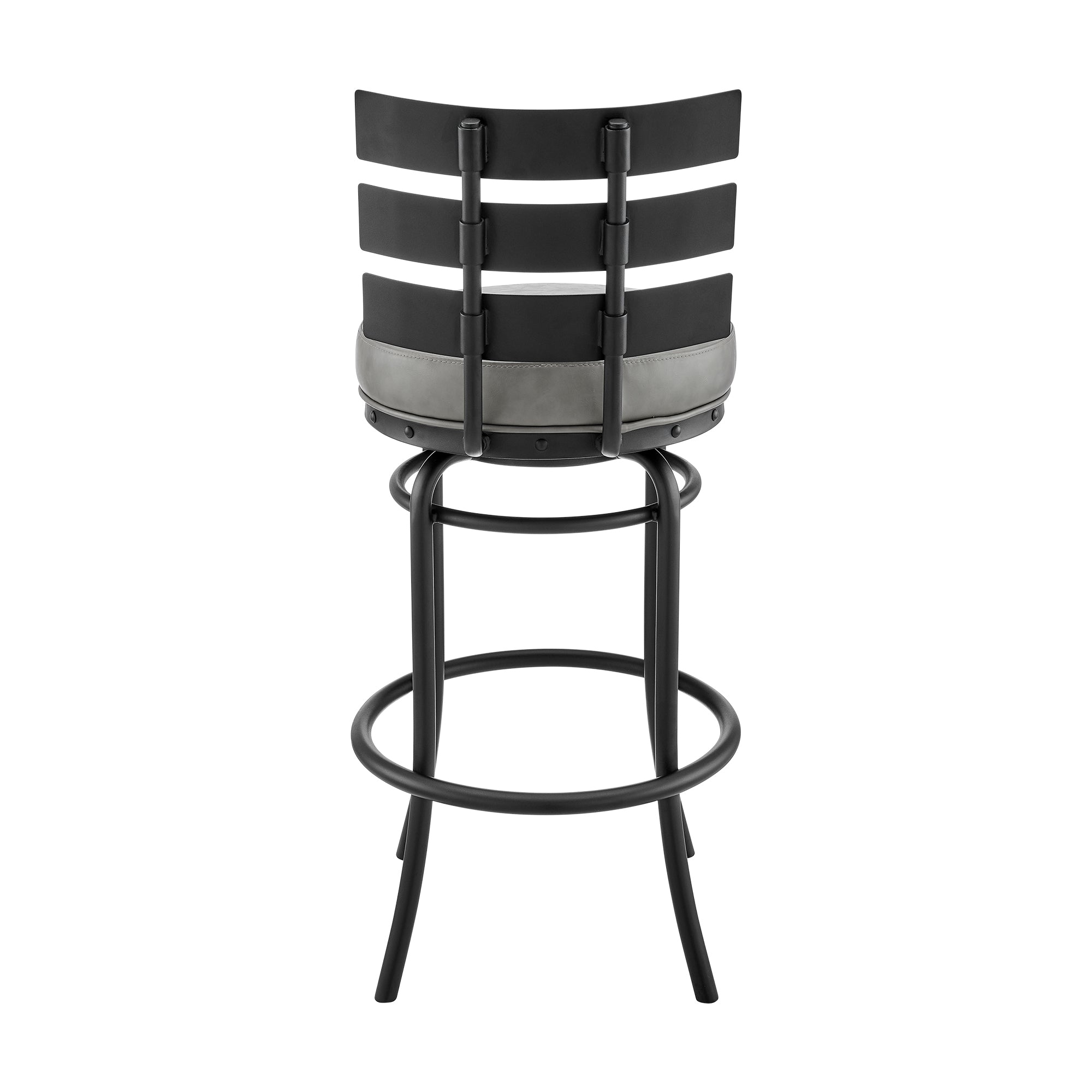 Armen Living - Natya Swivel Counter or Bar Stool in Metal with Faux Leather - 840254333666