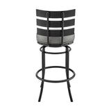 Armen Living - Natya Swivel Counter or Bar Stool in Metal with Faux Leather - 840254333666