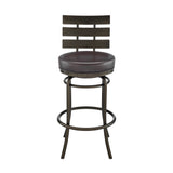 Armen Living - Natya Swivel Counter or Bar Stool in Metal with Faux Leather - 840254333673