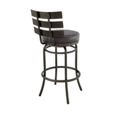 Armen Living - Natya Swivel Counter or Bar Stool in Metal with Faux Leather - 840254333673