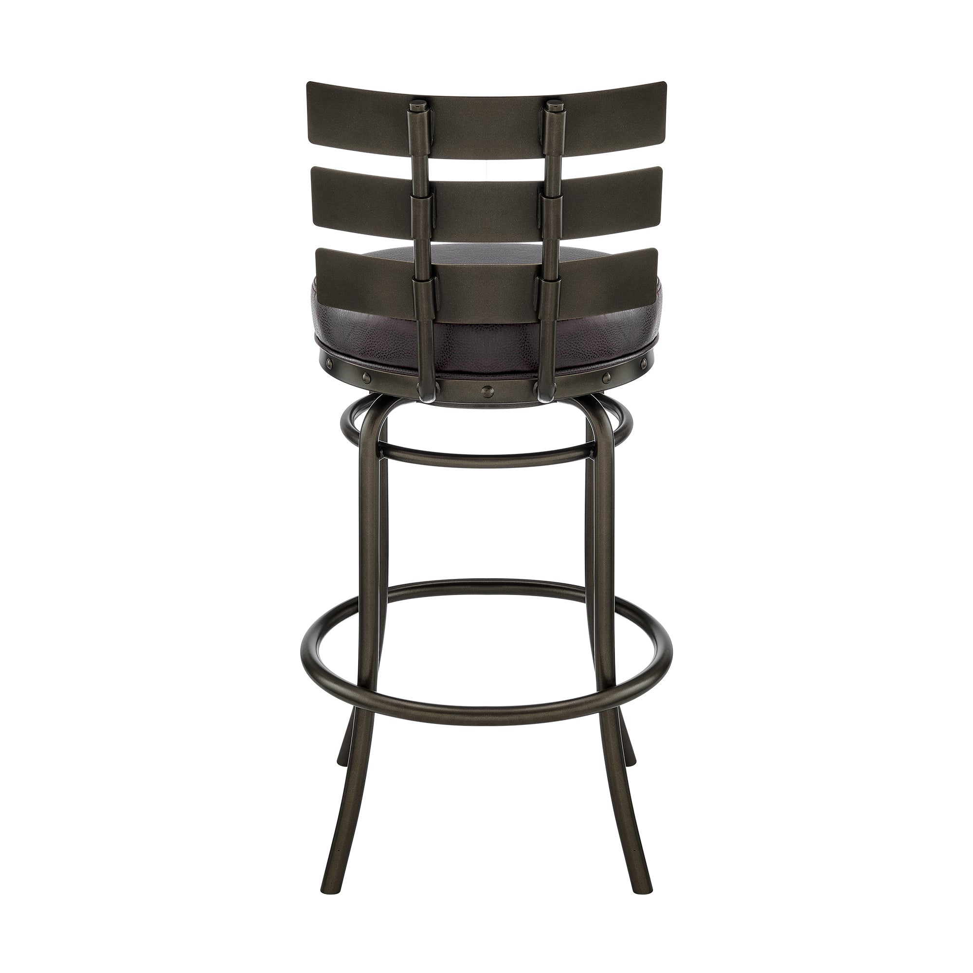 Armen Living - Natya Swivel Counter or Bar Stool in Metal with Faux Leather - 840254333673