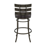 Armen Living - Natya Swivel Counter or Bar Stool in Metal with Faux Leather - 840254333673