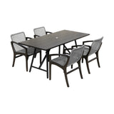 Armen Living - Koala and Brighton 5 Piece Dining Set in Eucalyptus Wood and Rope - 840254333680