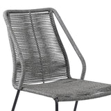 Armen Living - Sydney and Clip 3 Piece Outdoor Patio 36" Dining Set in Black Eucalyptus Wood and Grey Rope - 840254333772