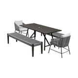 Armen Living - Koala Calica and Camino 5 Piece Outdoor Dining Set with Dark Eucalyptus Wood and Grey Rope and Cushions - 840254333796