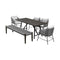 Armen Living - Koala Calica and Camino 6 Piece Outdoor Dining Set with Dark Eucalyptus Wood and Grey Rope and Cushions - 840254333802