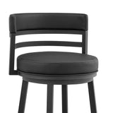 Armen Living - Titana Bar or Counter Stool in Black Faux Leather and Black Metal - 840254335004
