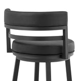 Armen Living - Titana Bar or Counter Stool in Black Faux Leather and Black Metal - 840254335004