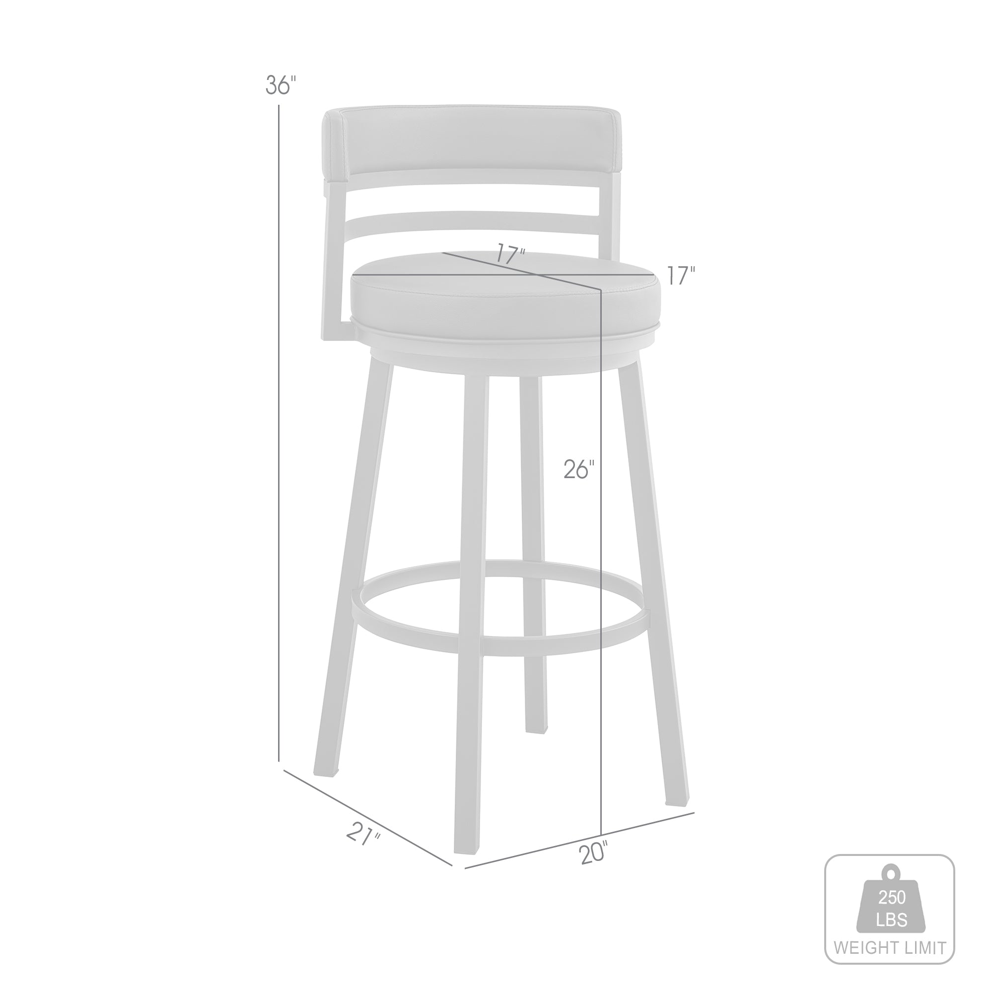 Armen Living - Titana Bar or Counter Stool in Black Faux Leather and Black Metal - 840254335004