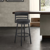 Armen Living - Titana Bar or Counter Stool in Black Faux Leather and Black Metal - 840254335004