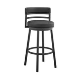 Armen Living - Titana Bar or Counter Stool in Black Faux Leather and Black Metal - 840254335004