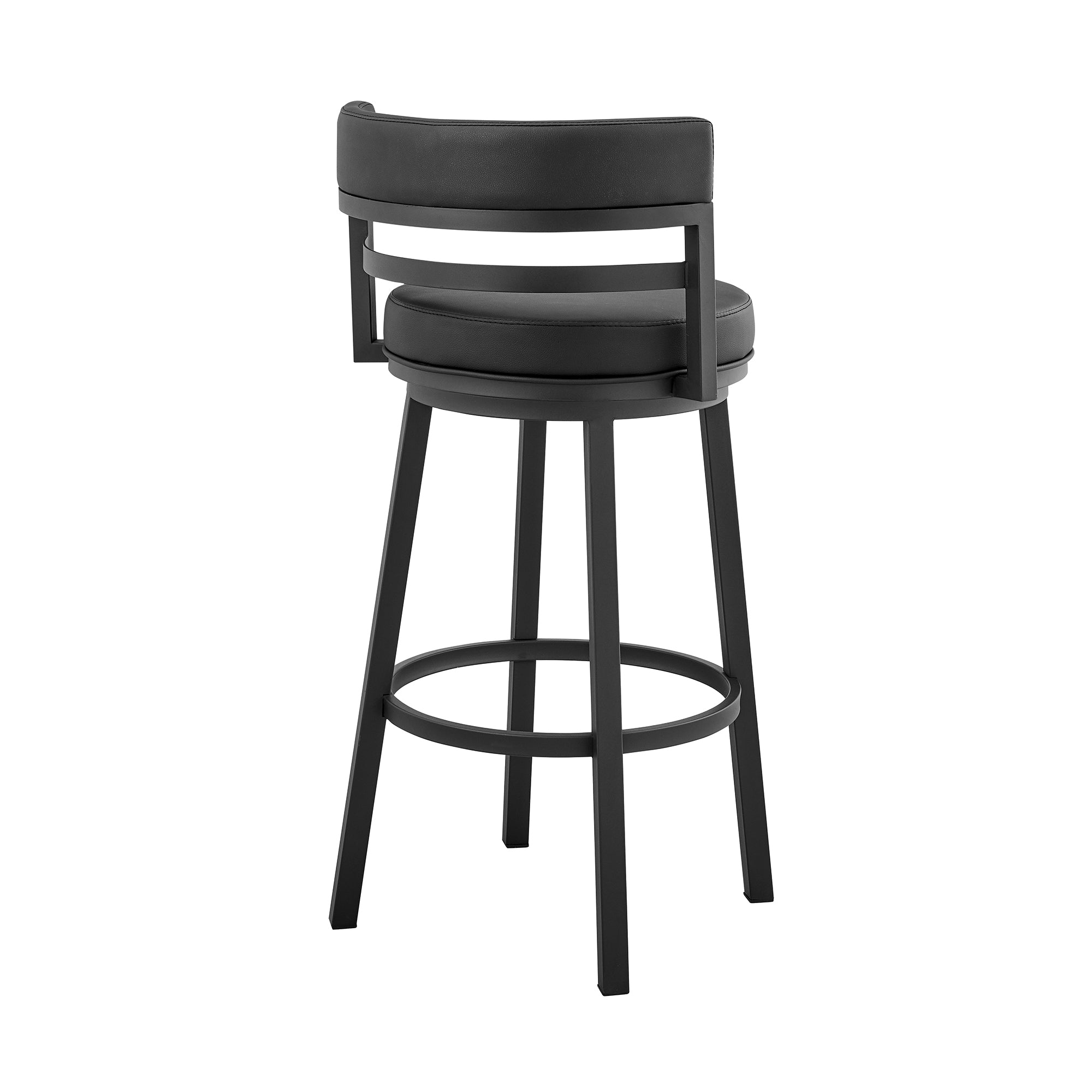 Armen Living - Titana Bar or Counter Stool in Black Faux Leather and Black Metal - 840254335011