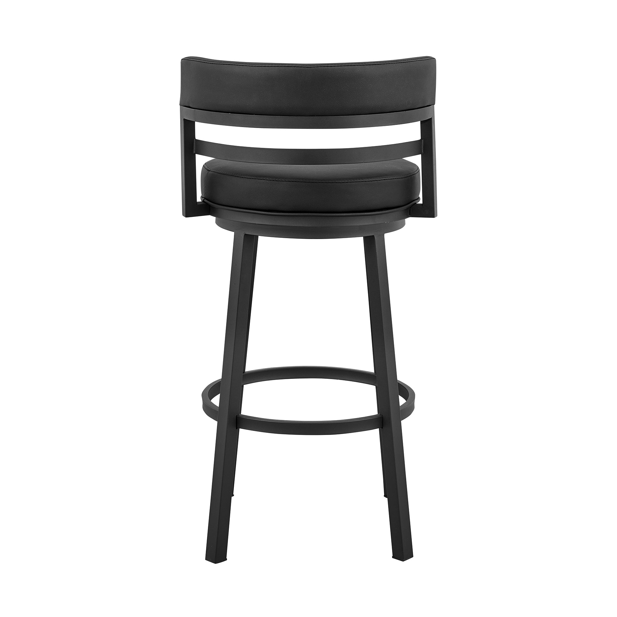 Armen Living - Titana Bar or Counter Stool in Black Faux Leather and Black Metal - 840254335011