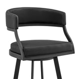 Armen Living - Dione Swivel Bar or Counter Stool in Black Faux Leather and Black Metal - 840254335028