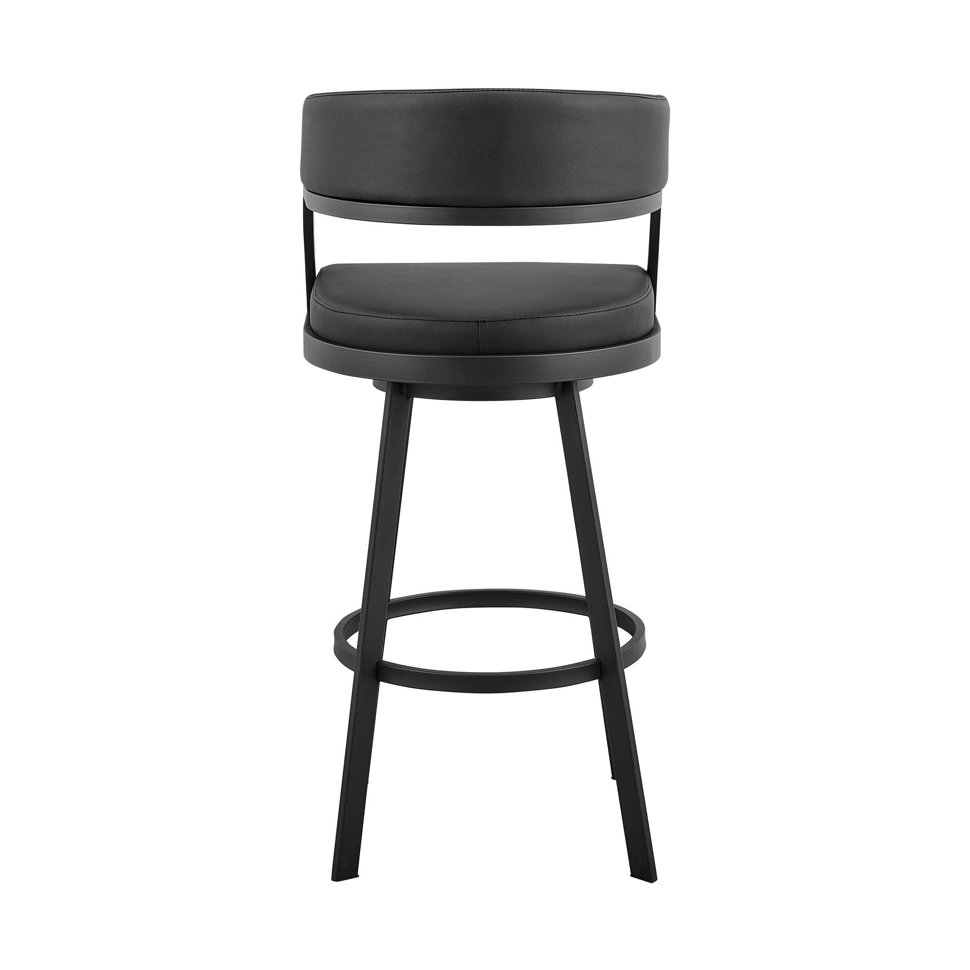 Armen Living - Dione Swivel Bar or Counter Stool in Black Faux Leather and Black Metal - 840254335035