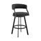 Armen Living - Dione Swivel Bar or Counter Stool in Black Faux Leather and Black Metal - 840254335035