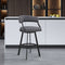 Armen Living - Dione Swivel Bar or Counter Stool in Grey Faux Leather and Black Metal - 840254335059