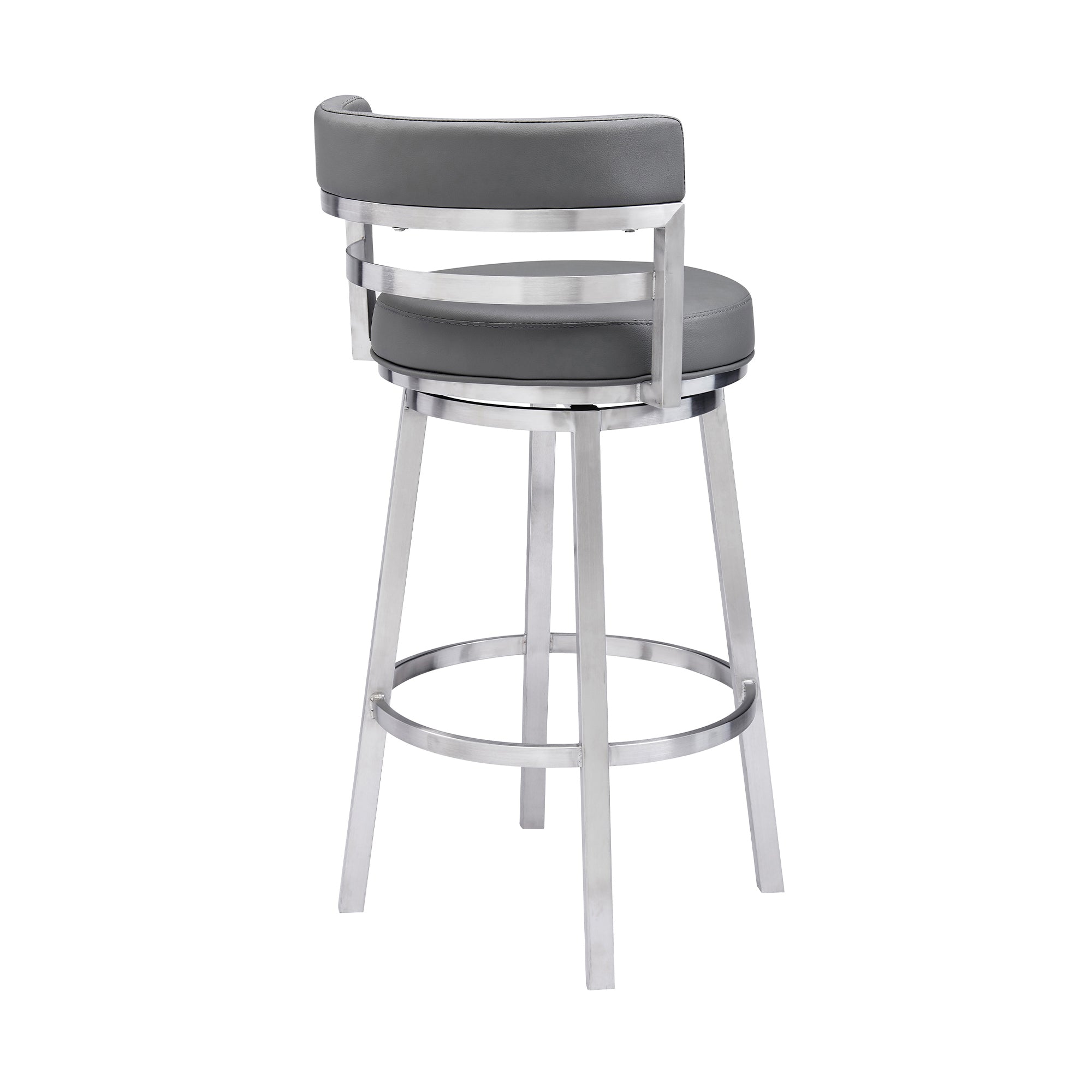 Armen Living - Titana Bar or Counter Stool in Grey Faux Leather and Metal - 840254335066