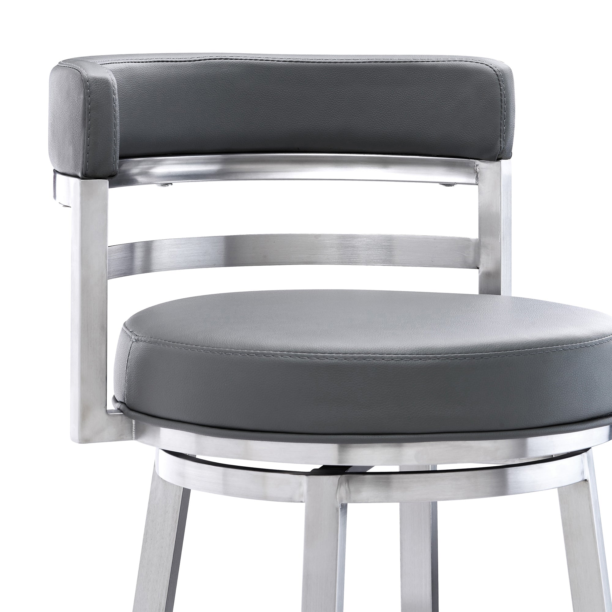 Armen Living - Titana Bar or Counter Stool in Grey Faux Leather and Metal - 840254335066