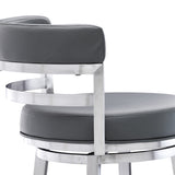 Armen Living - Titana Bar or Counter Stool in Grey Faux Leather and Metal - 840254335066