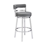 Armen Living - Titana Bar or Counter Stool in Grey Faux Leather and Metal - 840254335066