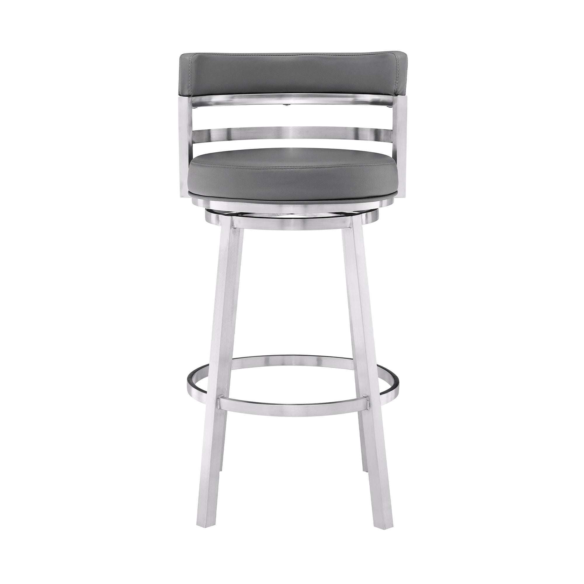 Armen Living - Titana Bar or Counter Stool in Grey Faux Leather and Metal - 840254335073