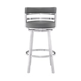 Armen Living - Titana Bar or Counter Stool in Grey Faux Leather and Metal - 840254335073