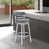 Armen Living - Titana Bar or Counter Stool in Grey Faux Leather and Metal - 840254335073
