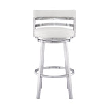 Armen Living - Titana Bar or Counter Stool in White Faux Leather and Metal - 840254335080