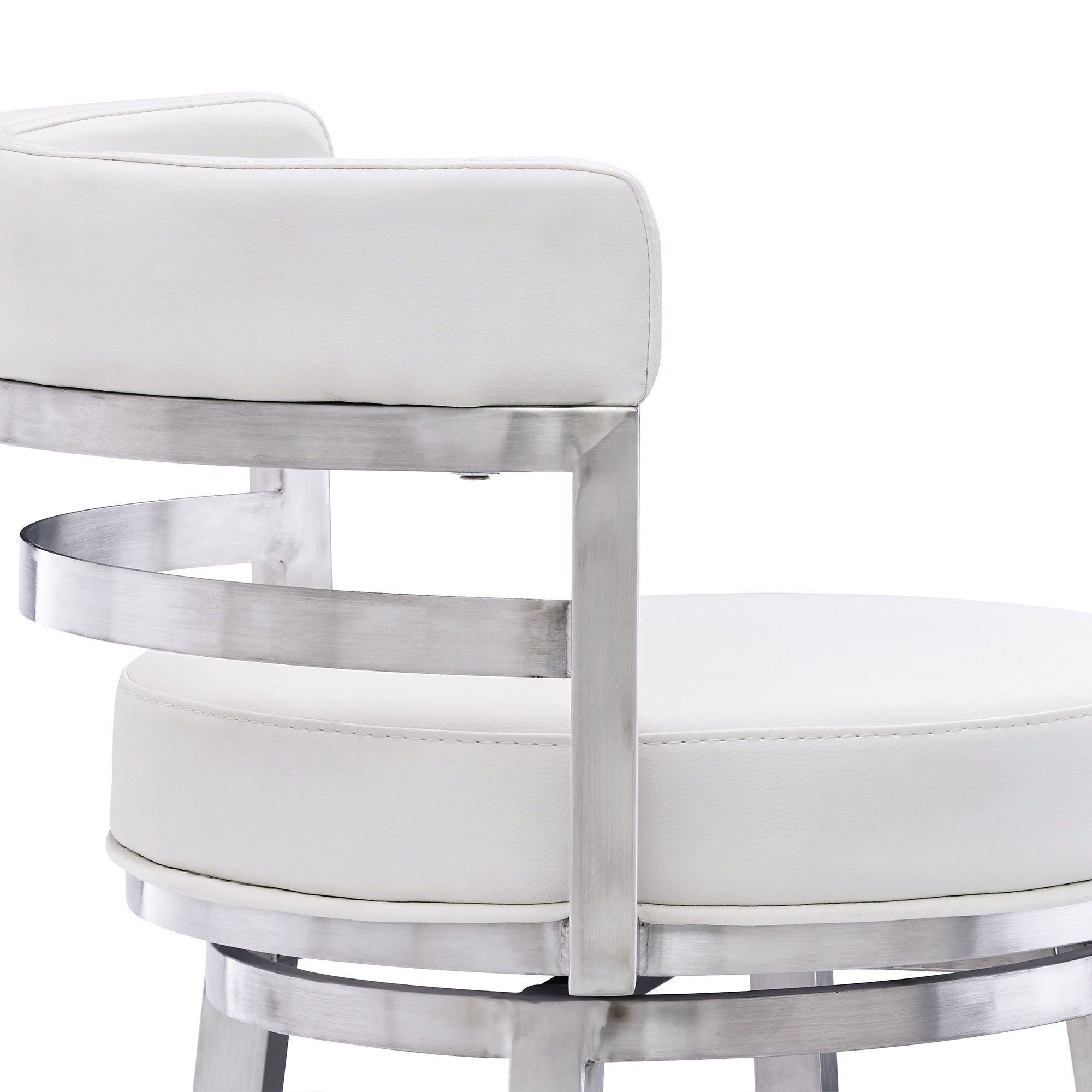 Armen Living - Titana Bar or Counter Stool in White Faux Leather and Metal - 840254335080