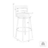 Armen Living - Titana Bar or Counter Stool in White Faux Leather and Metal - 840254335080