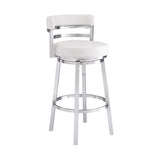 Armen Living - Titana Bar or Counter Stool in White Faux Leather and Metal - 840254335080