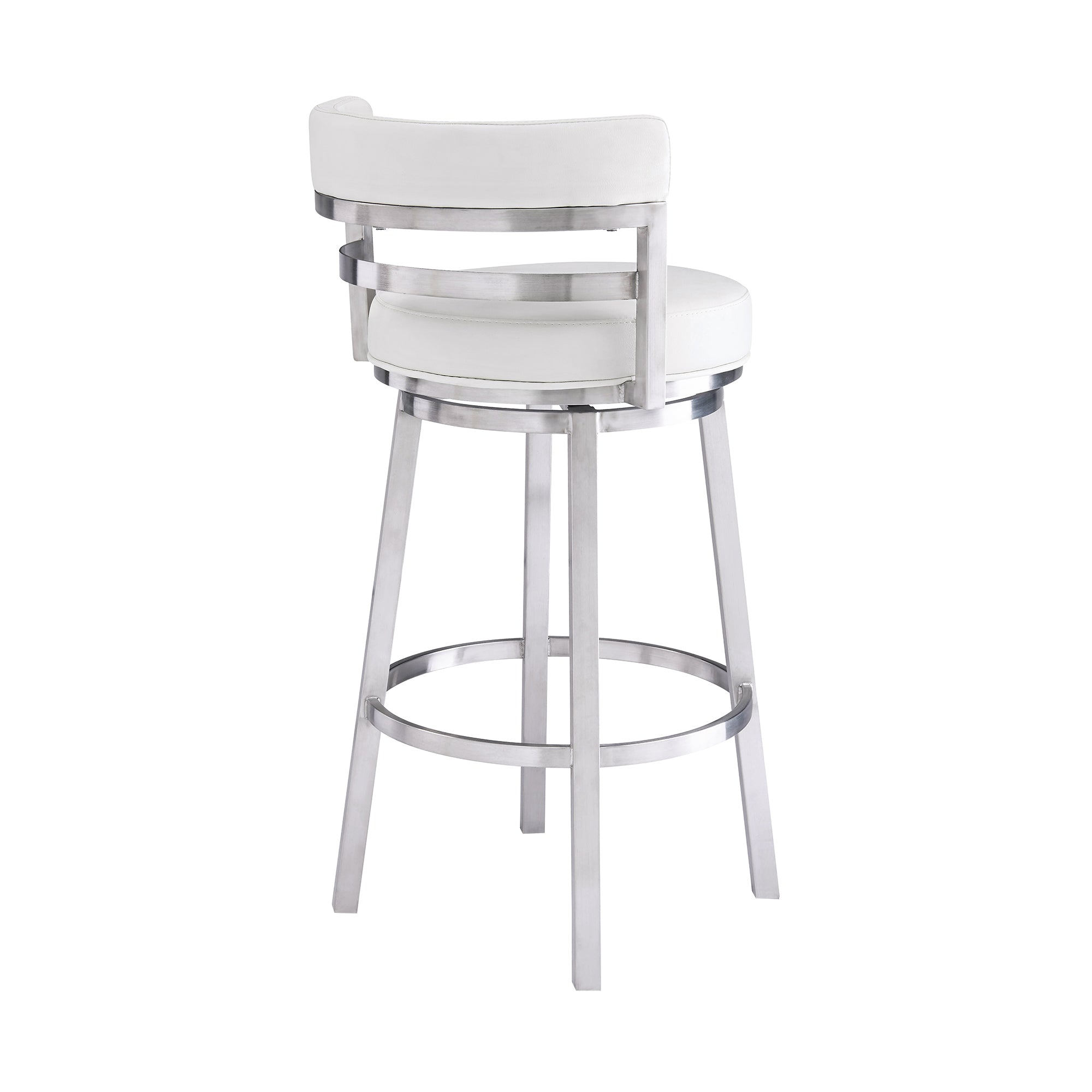 Armen Living - Titana Bar or Counter Stool in White Faux Leather and Metal - 840254335097