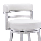 Armen Living - Titana Bar or Counter Stool in White Faux Leather and Metal - 840254335097