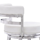 Armen Living - Titana Bar or Counter Stool in White Faux Leather and Metal - 840254335097