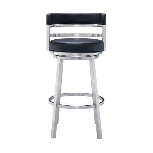 Armen Living - Titana Bar or Counter Stool in Black Faux Leather and Metal - 840254335103