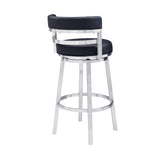 Armen Living - Titana Bar or Counter Stool in Black Faux Leather and Metal - 840254335103