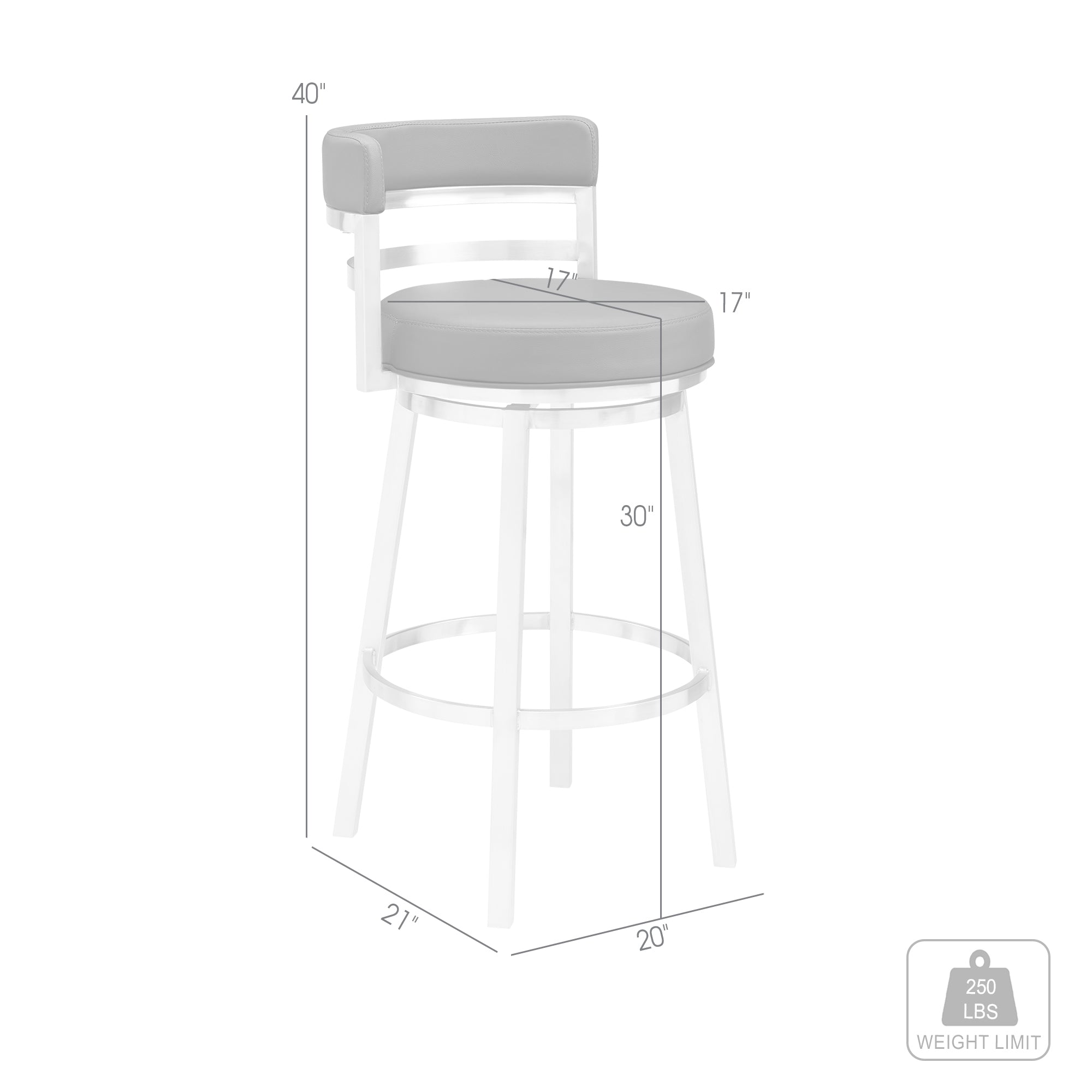 Armen Living - Titana Bar or Counter Stool in Black Faux Leather and Metal - 840254335103