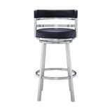 Armen Living - Titana Bar or Counter Stool in Black Faux Leather and Metal - 840254335110