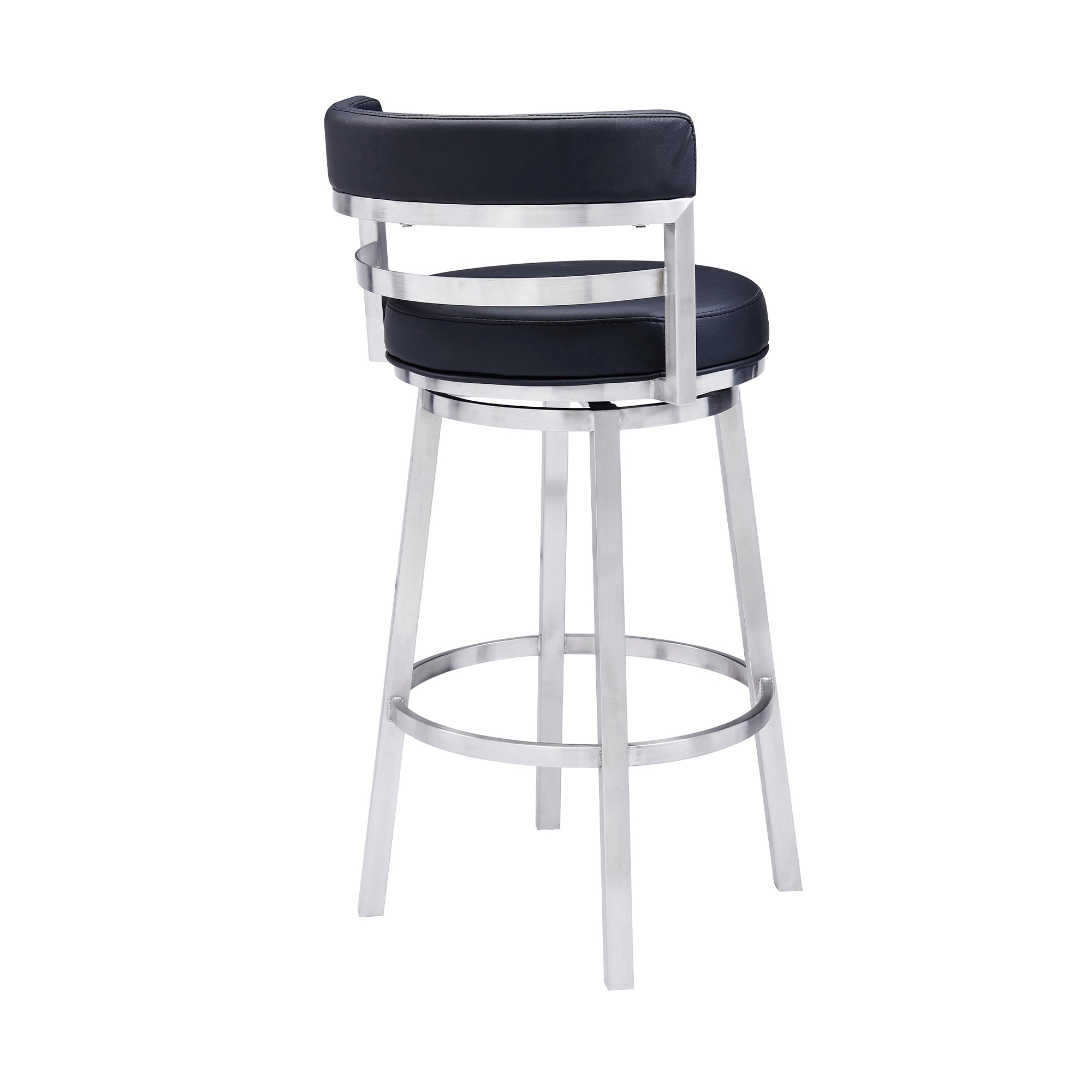 Armen Living - Titana Bar or Counter Stool in Black Faux Leather and Metal - 840254335110