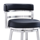 Armen Living - Titana Bar or Counter Stool in Black Faux Leather and Metal - 840254335110