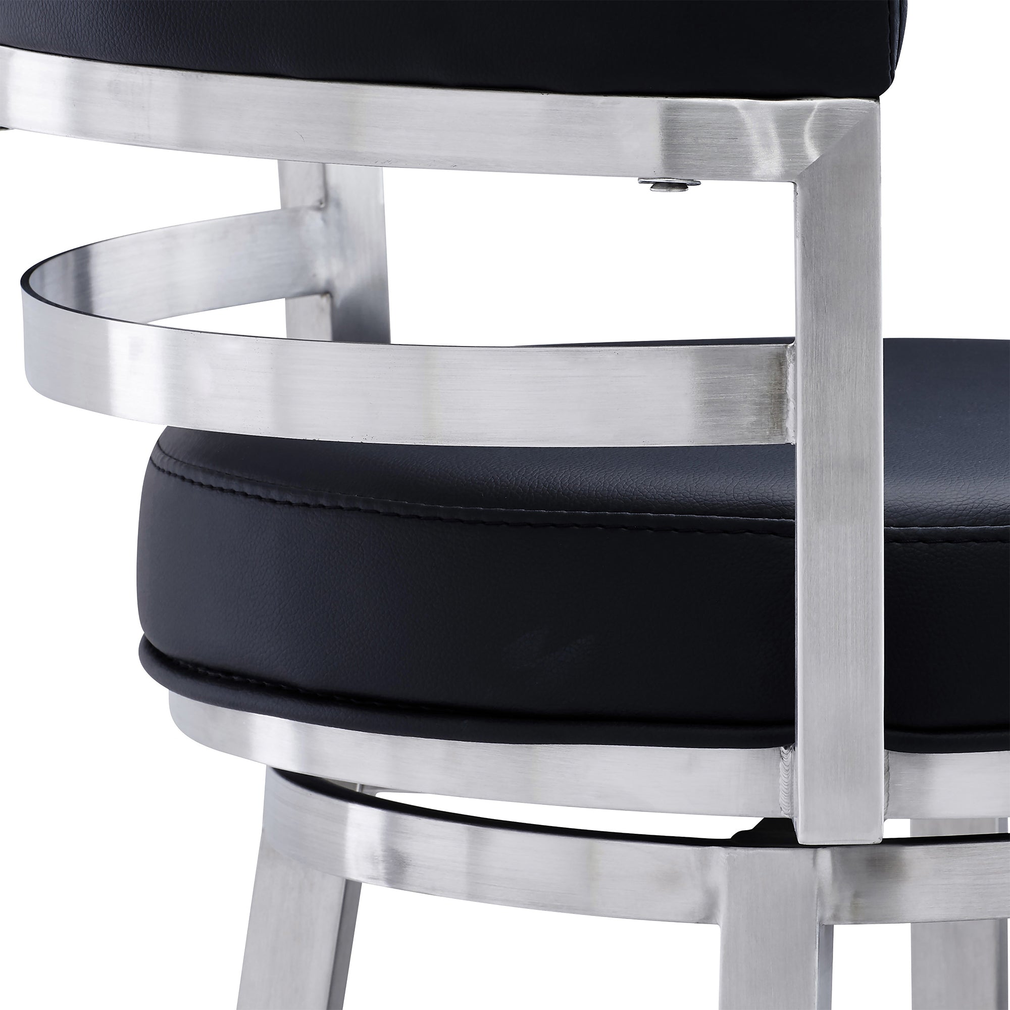 Armen Living - Titana Bar or Counter Stool in Black Faux Leather and Metal - 840254335110