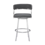 Armen Living - Dione Swivel Bar or Counter Stool in Grey Faux Leather and Metal - 840254335134