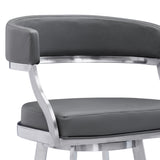 Armen Living - Dione Swivel Bar or Counter Stool in Grey Faux Leather and Metal - 840254335134